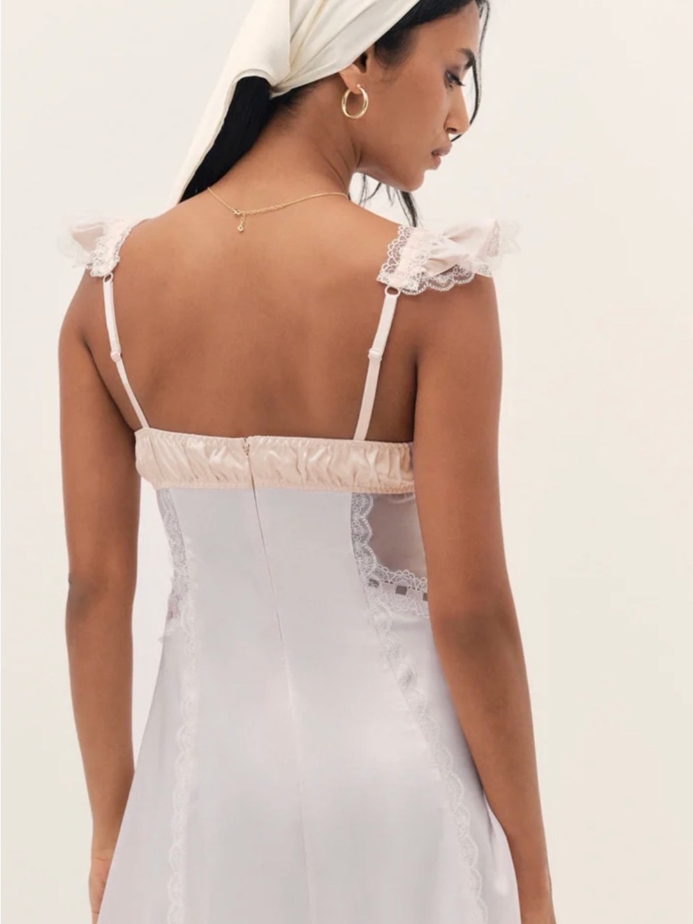 For Love And Lemons Pale Pink Satin Lace Slip Dress - Picture 3 of 6